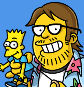 A Simpsons-style drawing of Henry Gilbert