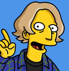 Bob Mackey drawn in the Simpsons style